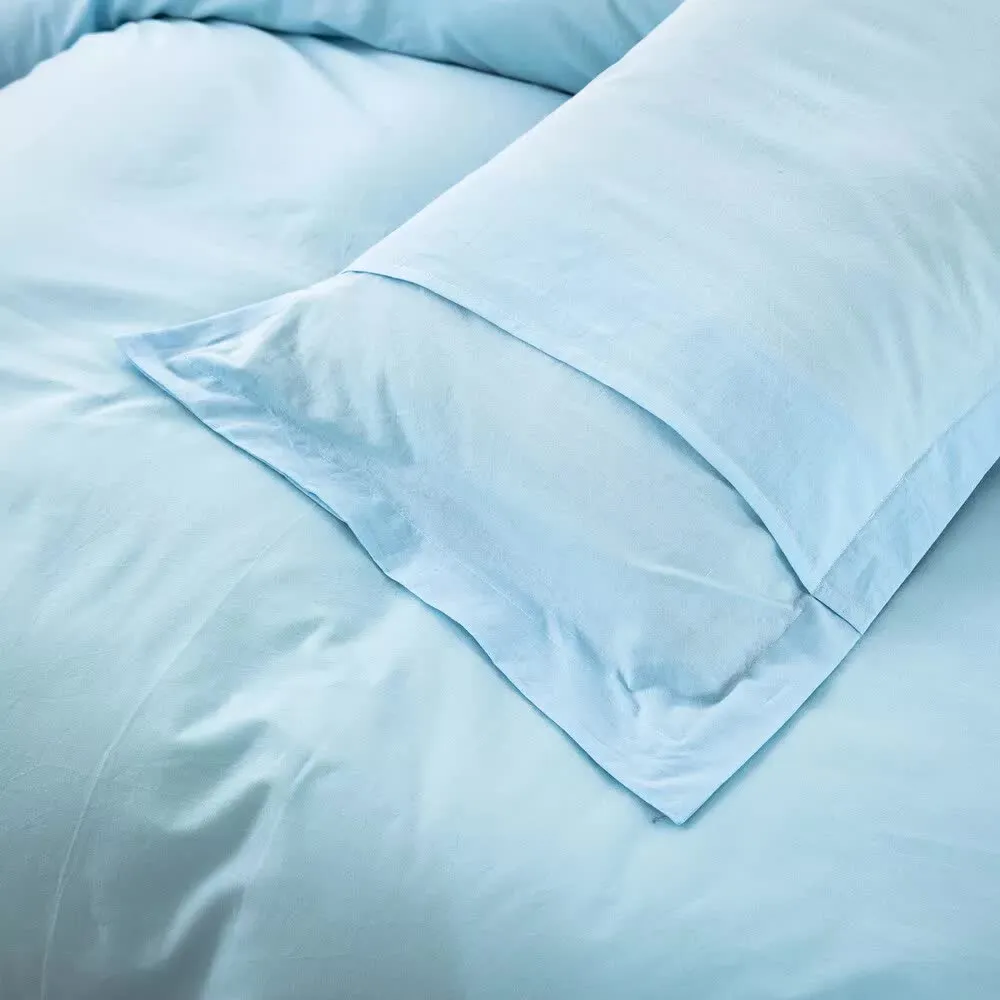 100% Cotton Premium Doona Duvet Quilt Cover Set with Soft Pillowcases | Aqua | Double