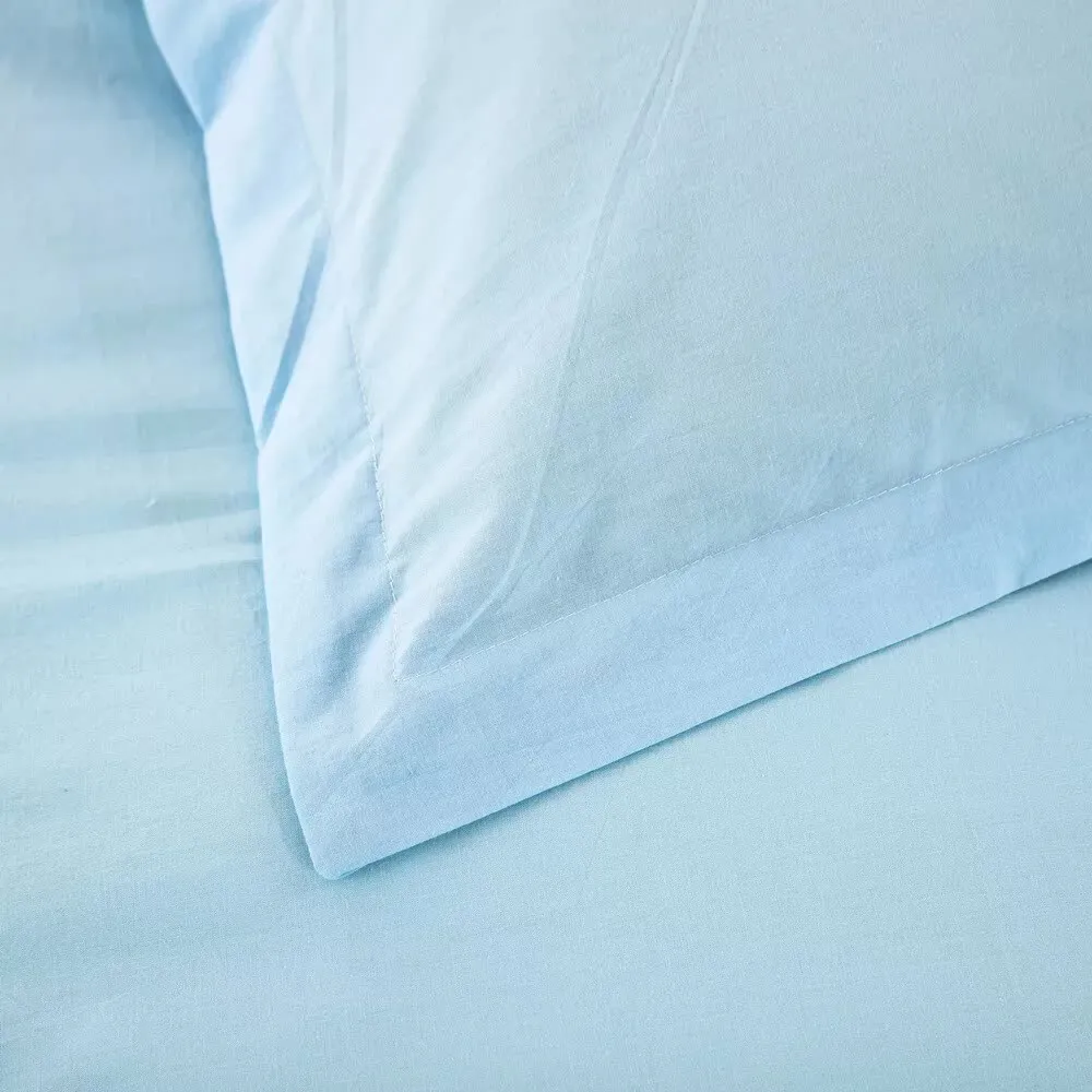 100% Cotton Premium Doona Duvet Quilt Cover Set with Soft Pillowcases | Aqua | Double