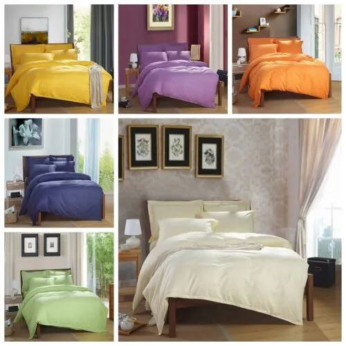 100% Cotton Premium Doona Duvet Quilt Cover Set with Soft Pillowcases | Yellow | Queen