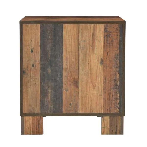 2 Drawer Rustic Nightstand With Nails And Grain Details, Dark Brown By Benzara