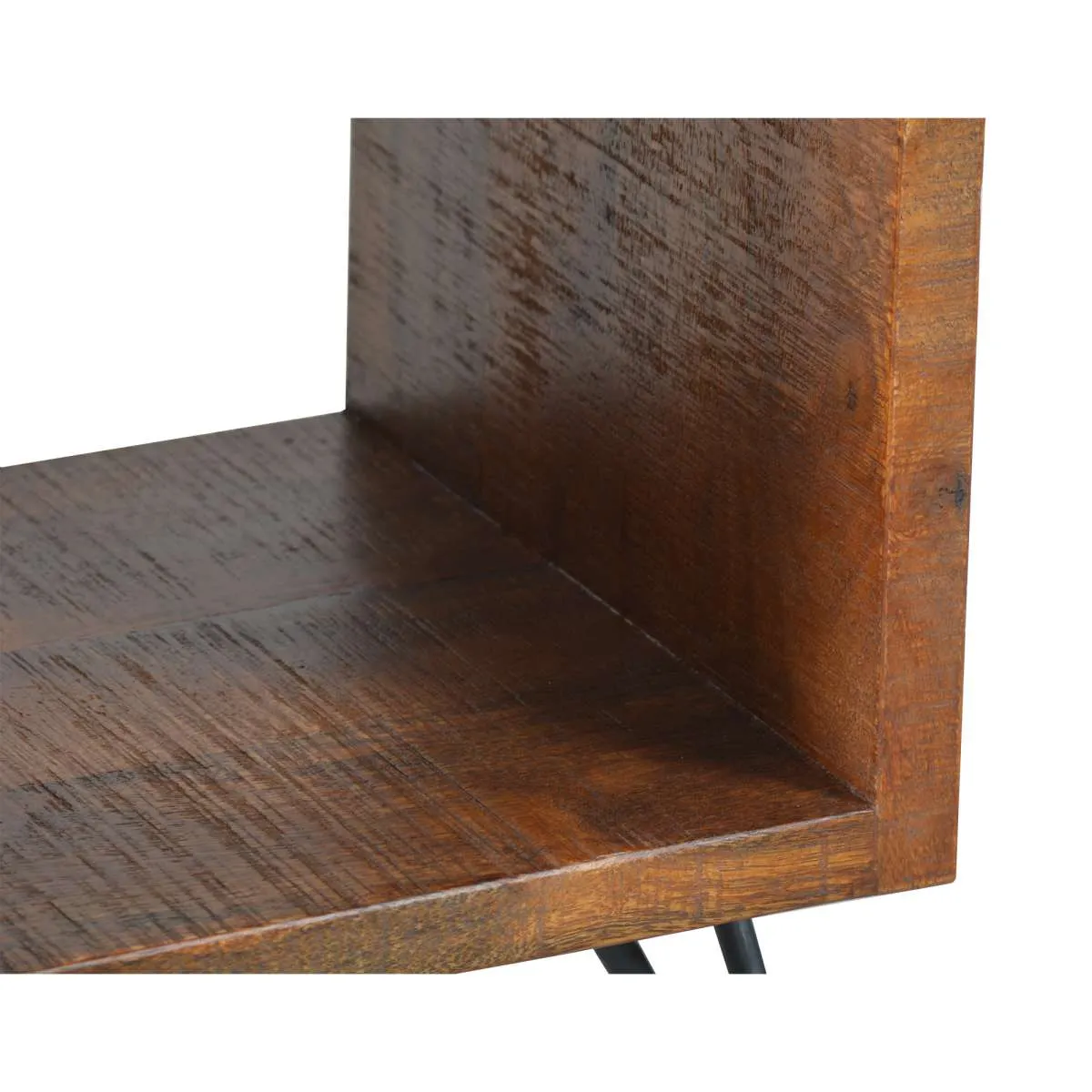 22 Inch Textured Cube Shape Wooden Nightstand With Angular Legs, Brown And Black By Benzara