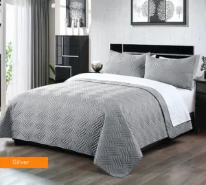 3 Piece Embossed Comforter Set | King | Silver