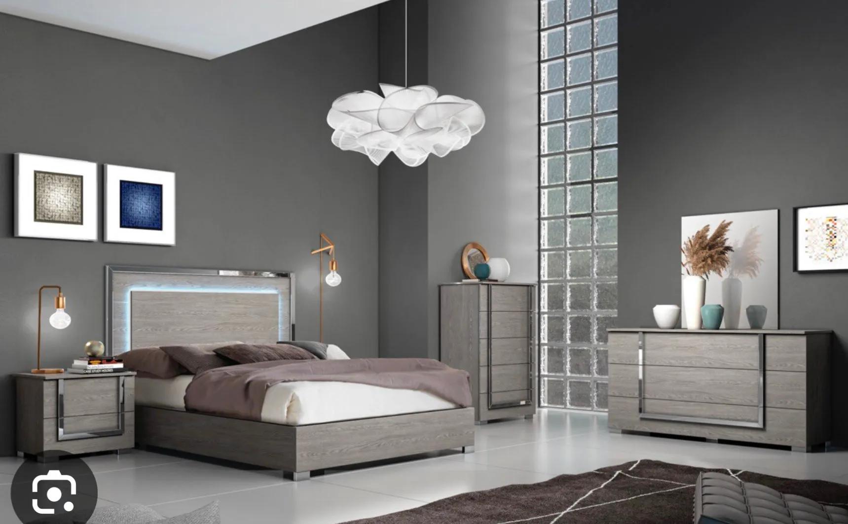 Antonio QN Bed   Dresser   1 NS Elm Grey Wood