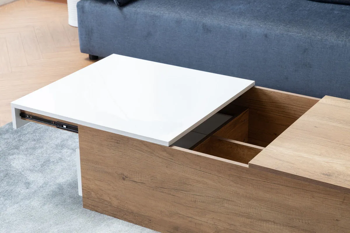 Arlo - Wood Finish Coffee Table With Hidden Compartments And 2 Drawers - Light Brown by Couch.com