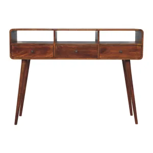 Artisan Triple Curved Chestnut Console Table
