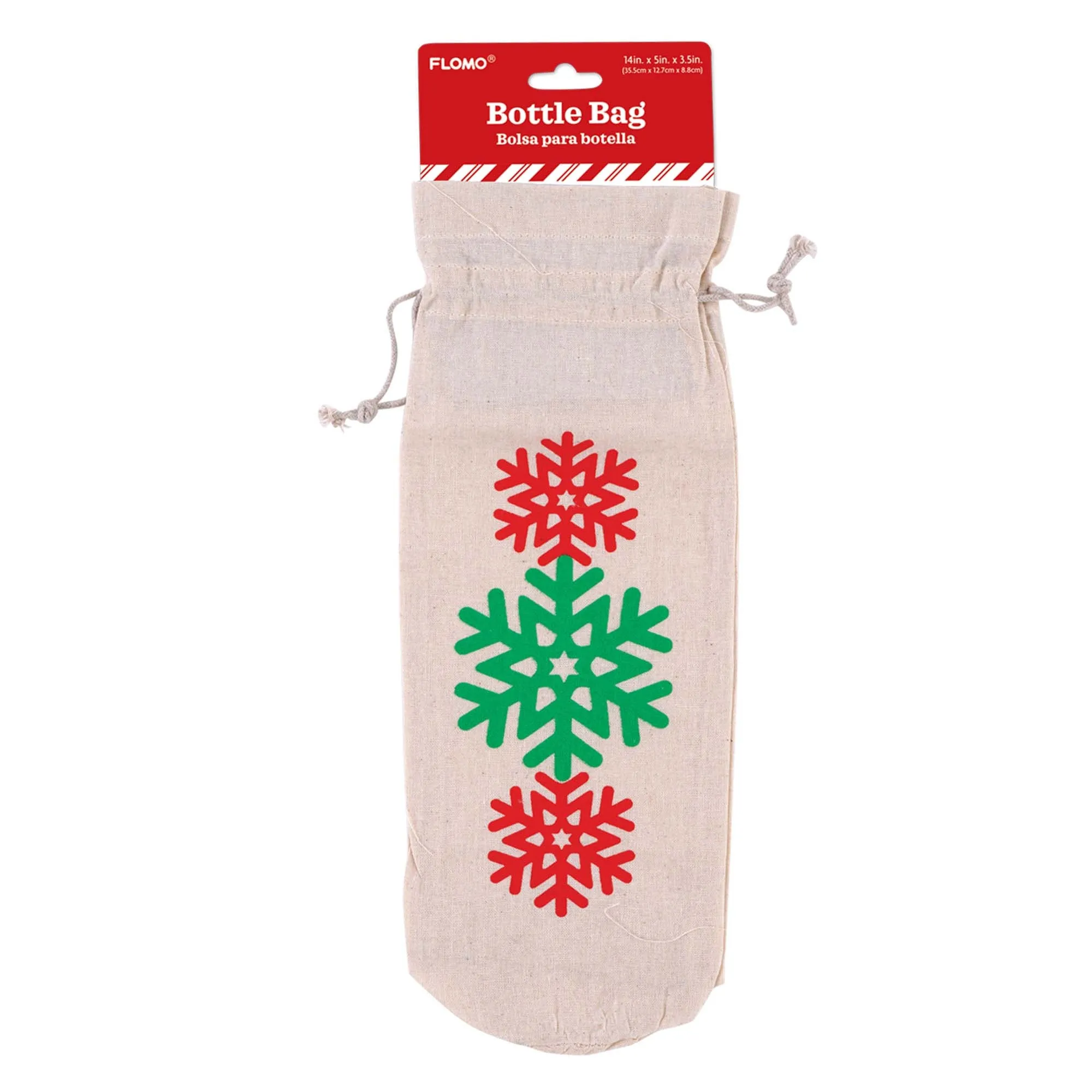 Christmas-Drawstring Wine Bag, 14"X 5"X3.5, 3 Designs