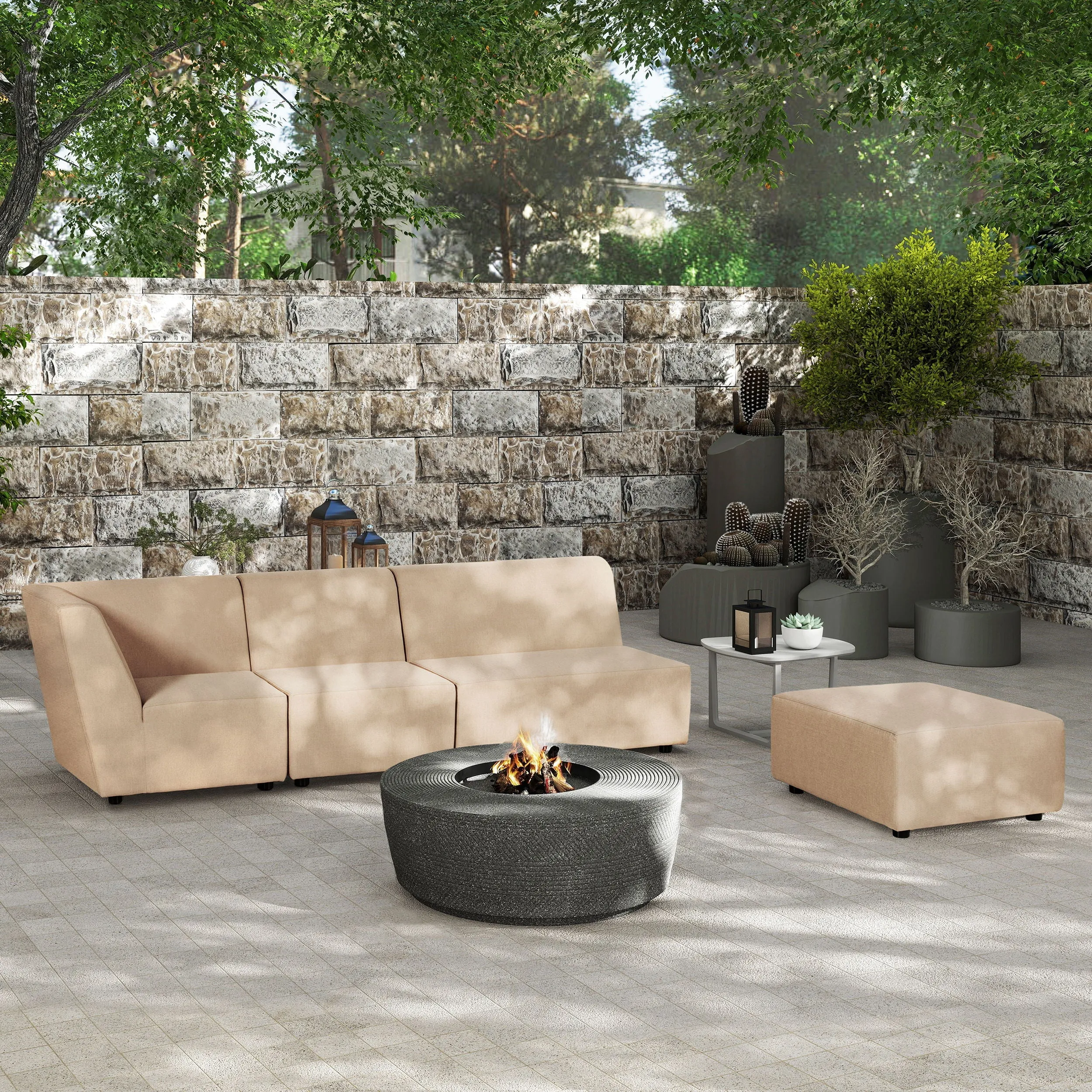 Cleo - Modular Upholstered Deep Seating Patio Corner Chair Axroma Olefin by Couch.com
