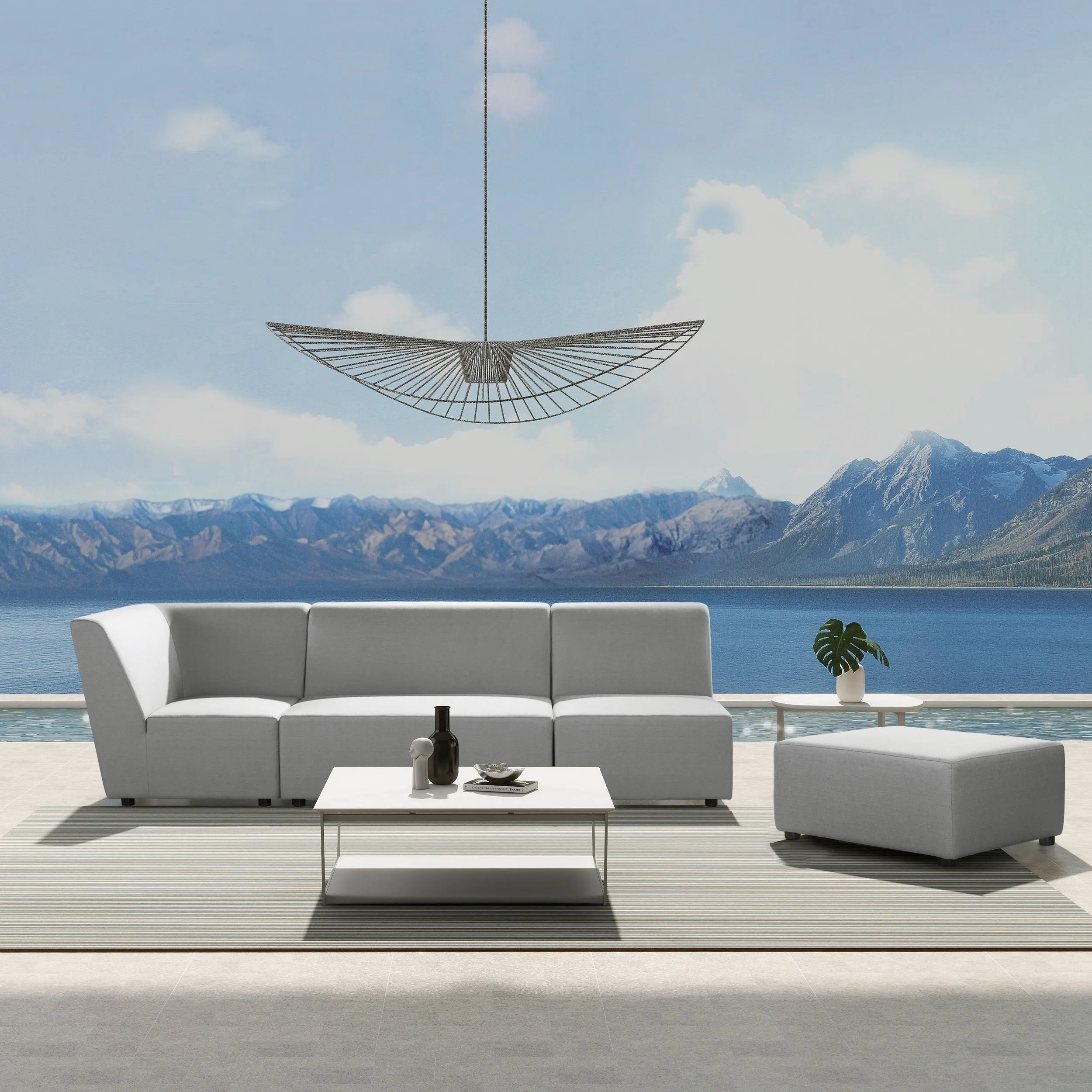 Cleo - Modular Upholstered Deep Seating Patio Corner Chair Axroma Olefin by Couch.com