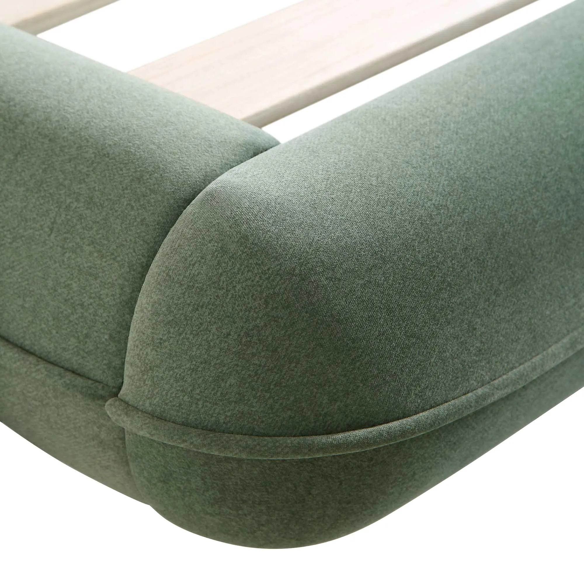 Elystan Oval Headboard Upholstered Bed, Olive Green Fabric
