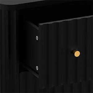 HLR Black Modern Tall Wood Dresser 3-Drawer Storage Cabinet with Fluted Texture  Stylish Organizer for Bedroom, Closet, Living Room & Hallway