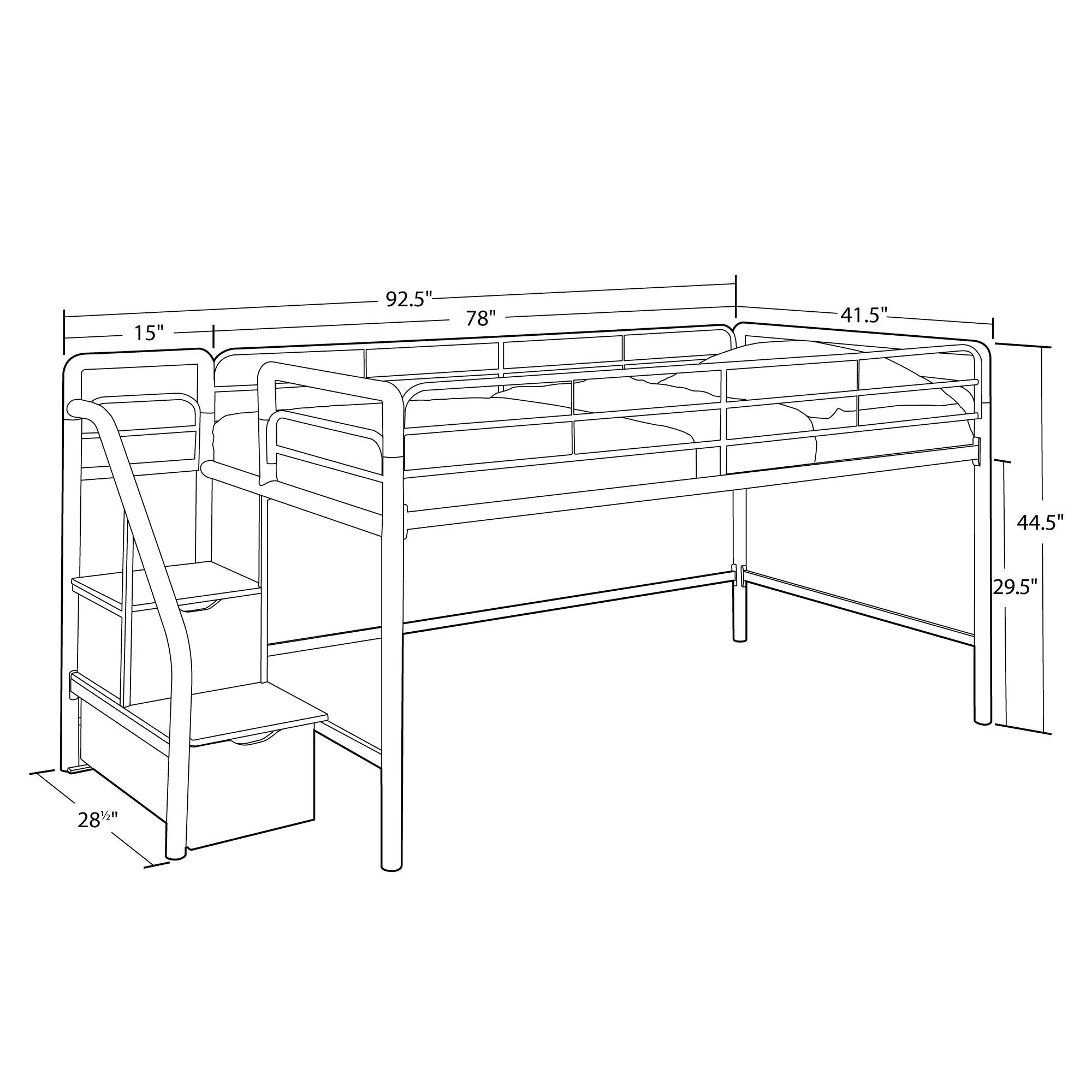 Sol Junior Loft Bed with Steps