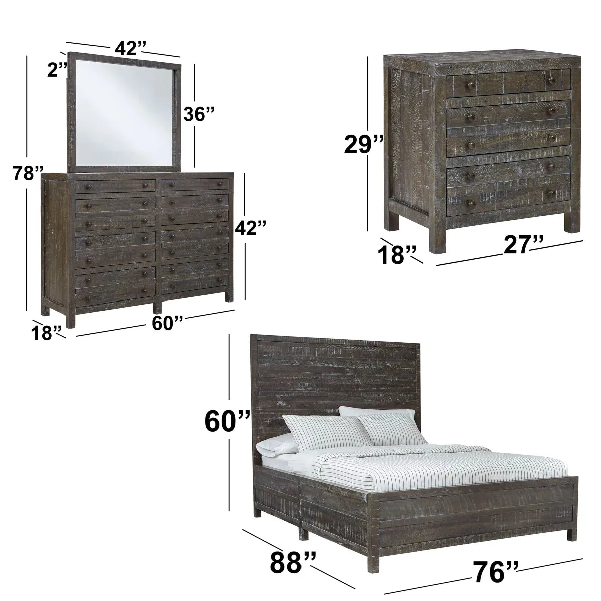Torsten California King Bedroom Collection in Gunmetal